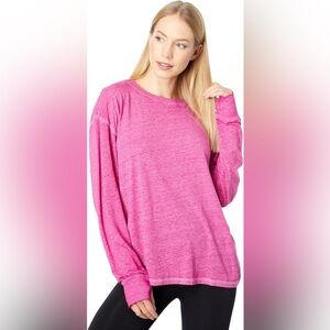 Free People NEW oversized fuchsia layering Sleeve Top keep rolling pink shirt